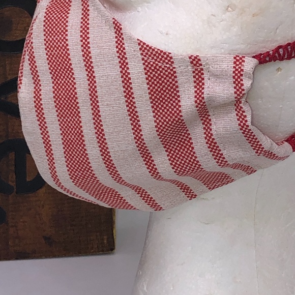REUSABLE WASHABLE 100% Cotton Red Stripe Face Mask - Picture 6 of 16